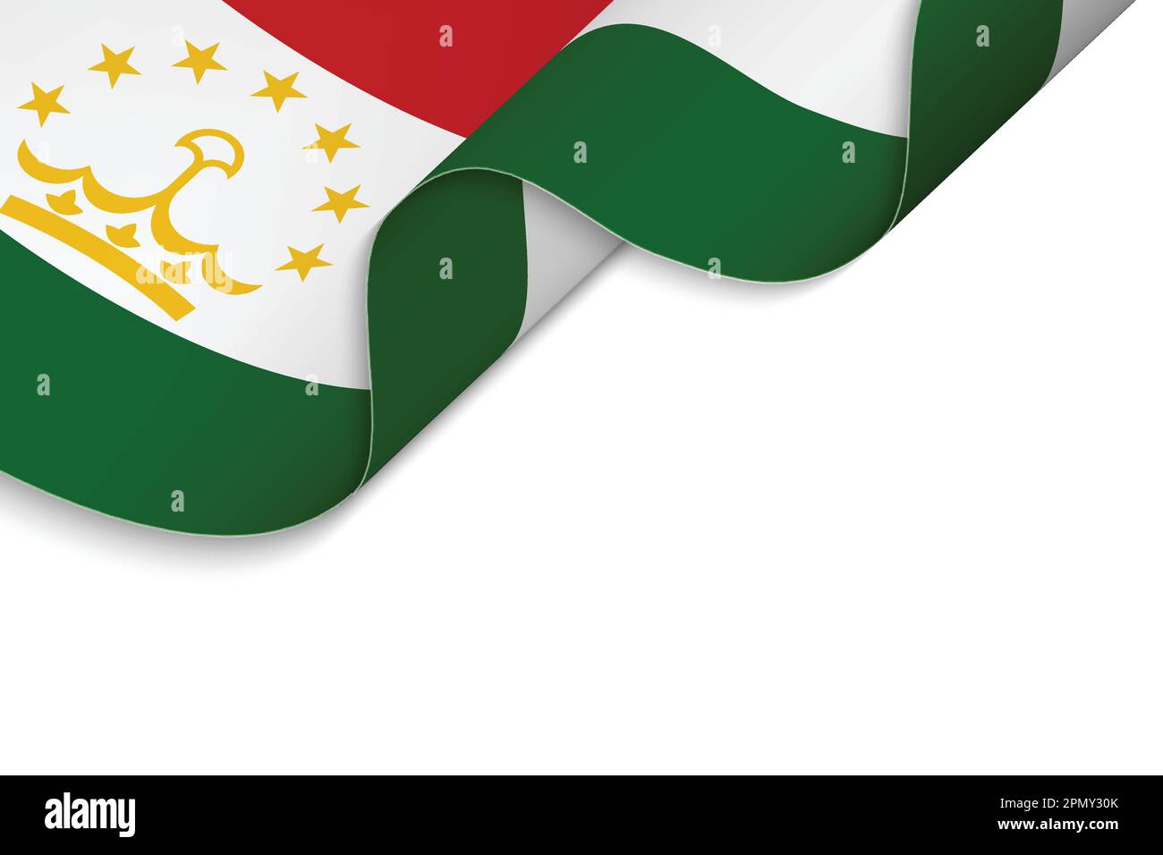 Background with Waving flag of Tajikistan Stock Vector