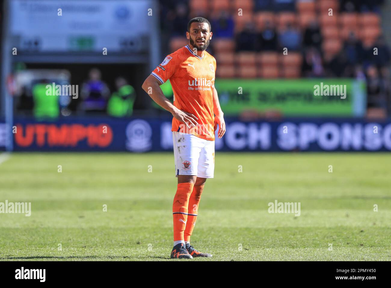 Keshi Anderson 10 of Blackpool during the Sky Bet Championship match