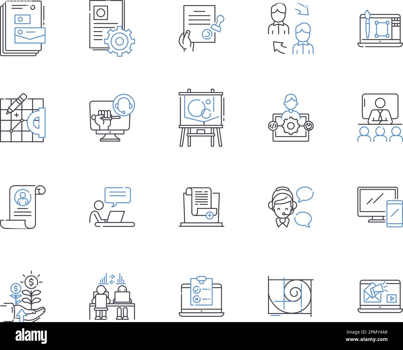 Company seminar outline icons collection. company, seminar, training, development, leadership, management, strategy vector and illustration concept Stock Vector