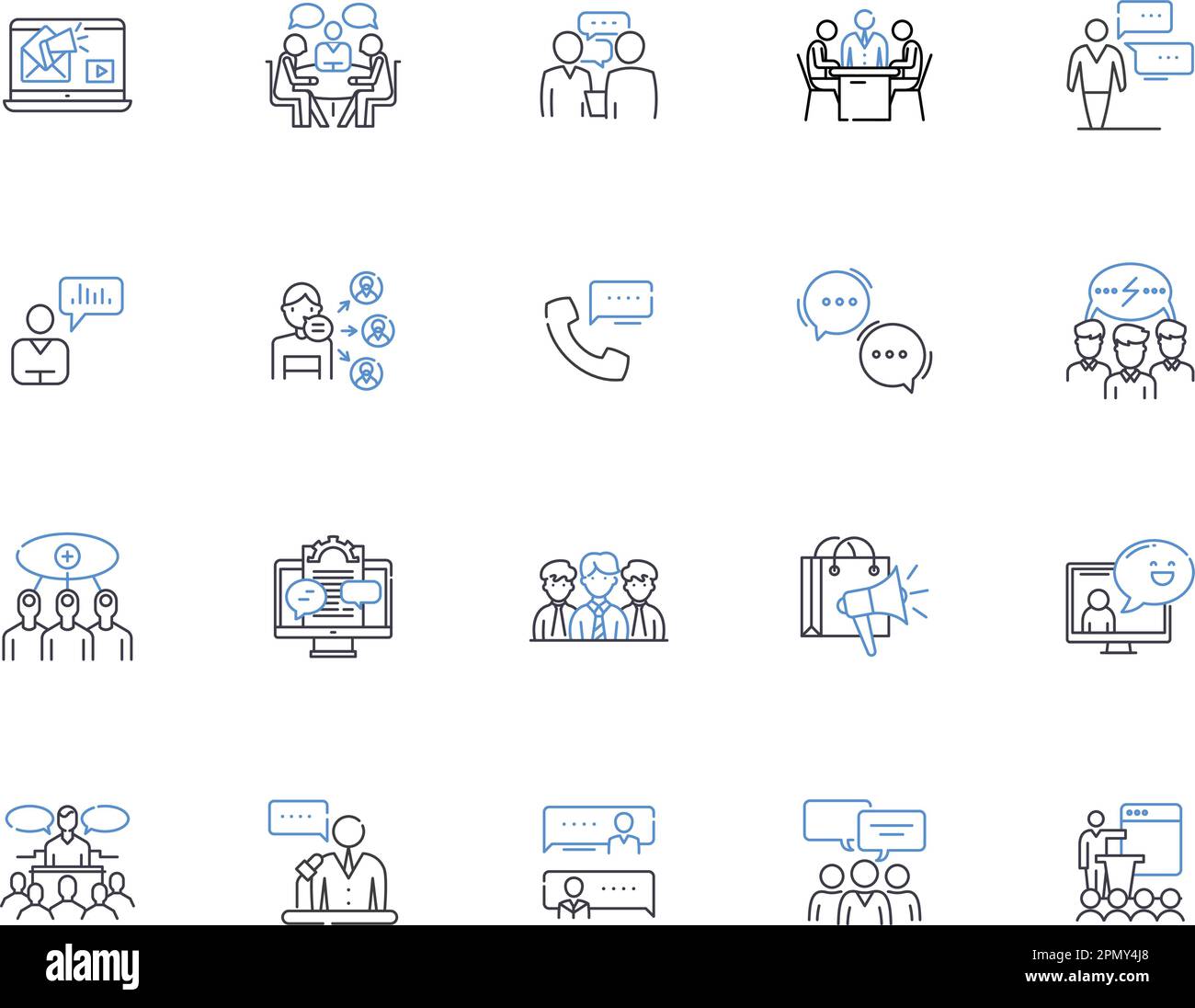 Talking people outline icons collection. Conversing, Chattering, Chatting, Discussing