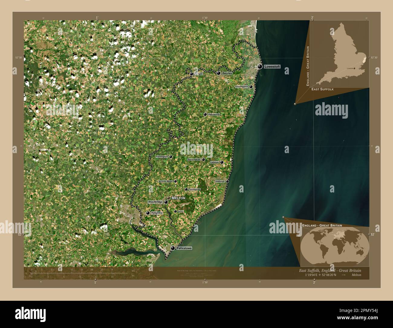 East Suffolk, non metropolitan district of England - Great Britain. Low ...
