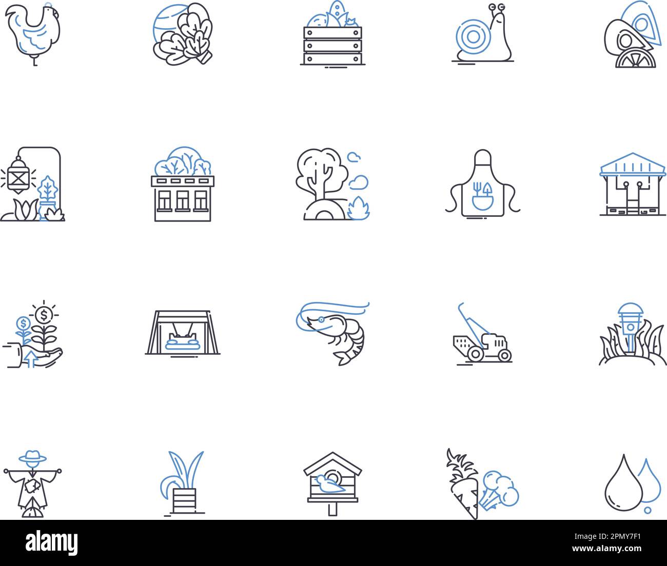 Farming outline icons collection. Cropping, Cultivation, Plowing ...