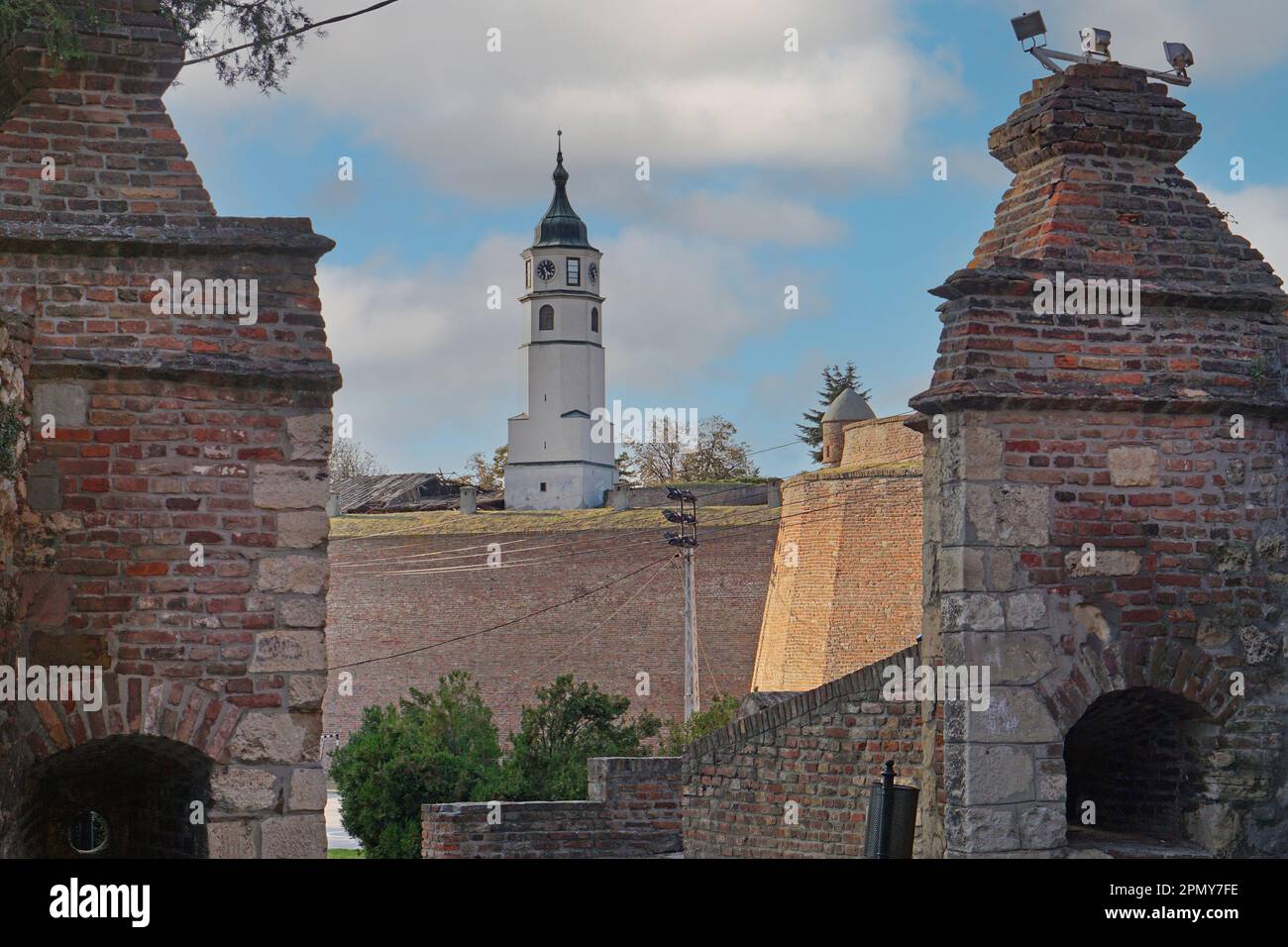 Belgrade Fall Clock tower landmark at Kalemegdan park in Belgrade fall day Stock ...