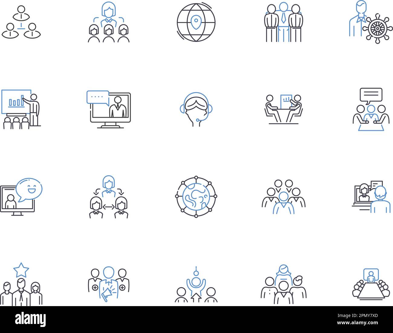 Public relations agency outline icons collection. Public, Relations, Agency, PR, PR Agency, Communications, Branding vector and illustration concept Stock Vector