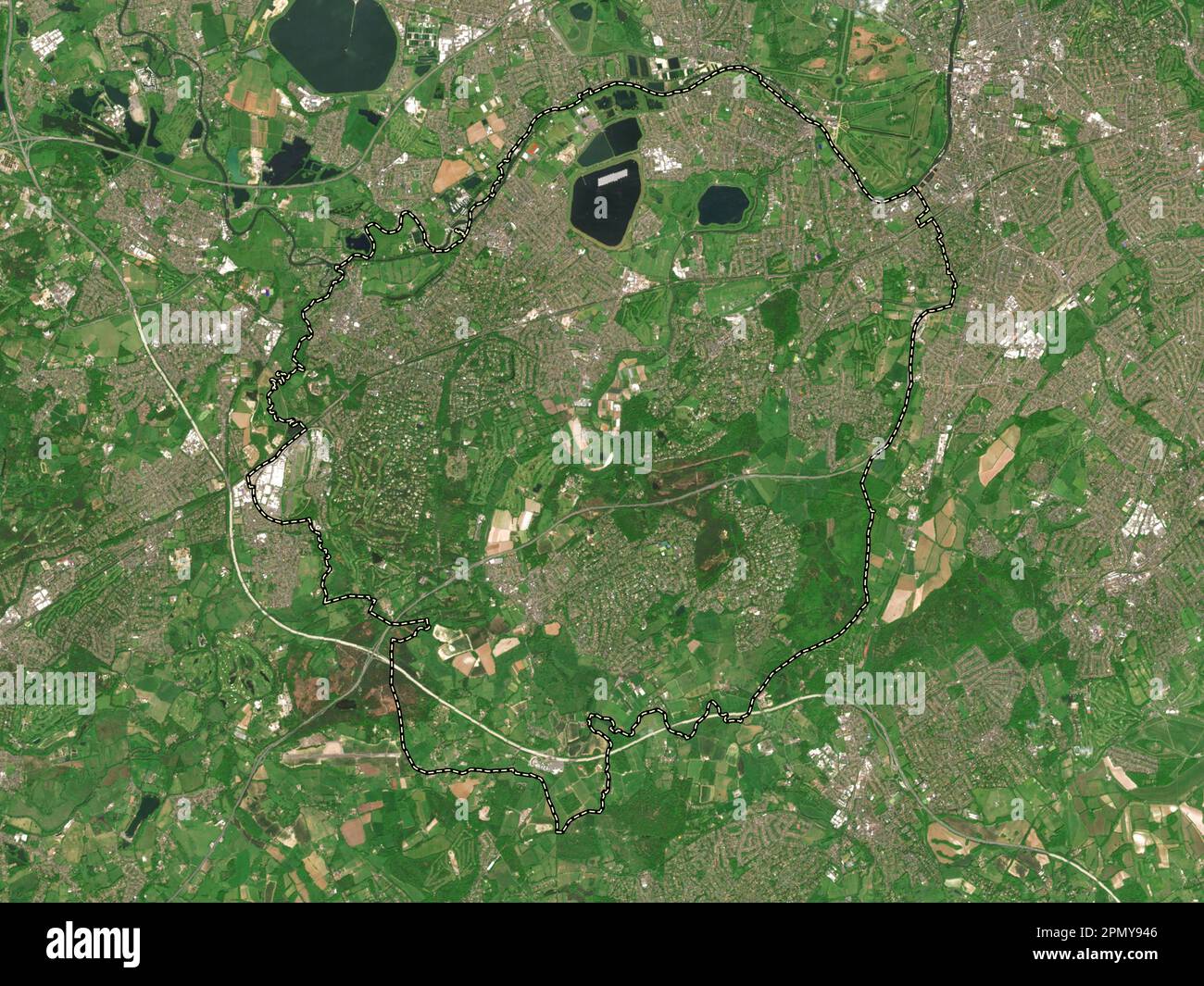 Elmbridge, non metropolitan district of England - Great Britain. Low resolution satellite map Stock Photo