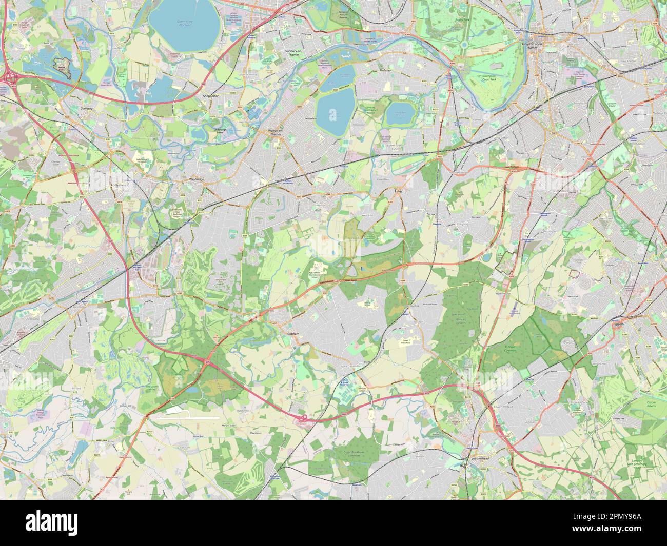 Elmbridge, non metropolitan district of England - Great Britain. Open Street Map Stock Photo