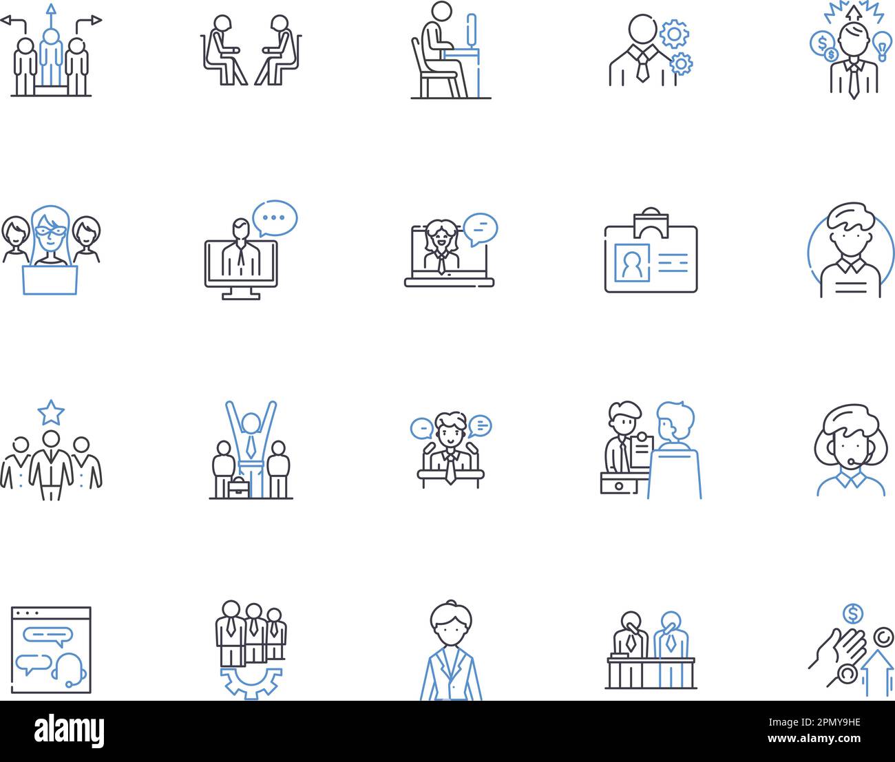 Career outline icons collection. Job, Career Path, Vocation, Profession, Livelihood, Employment, Occupation vector and illustration concept set Stock Vector
