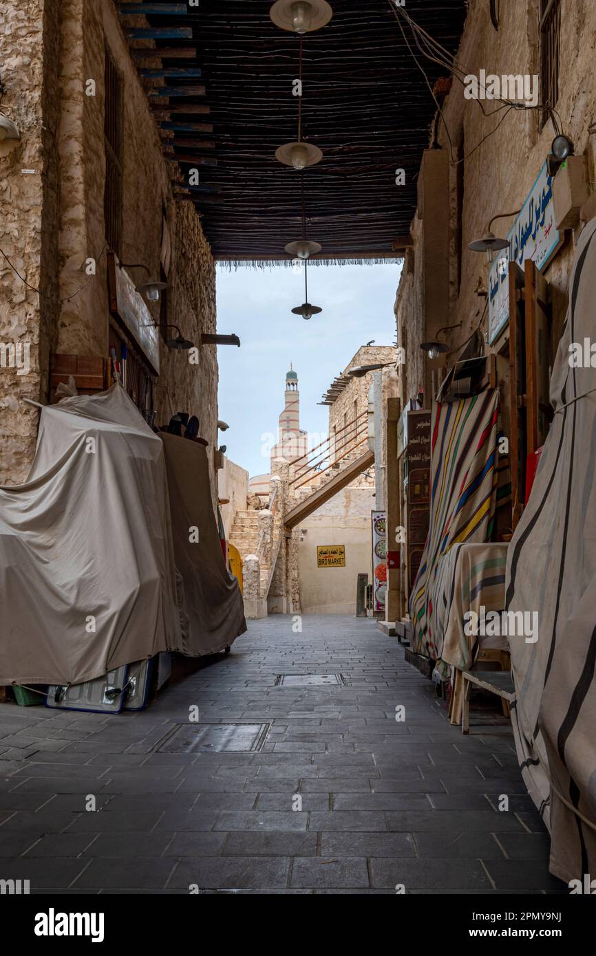 Souq Waqif is a souq in Doha, in the state of Qatar. The souq is known  for selling traditional garments, spices, handicrafts, and souvenirs Stock Photo