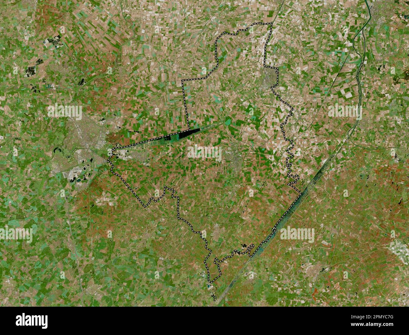 Fenland, non metropolitan district of England - Great Britain. High resolution satellite map Stock Photo