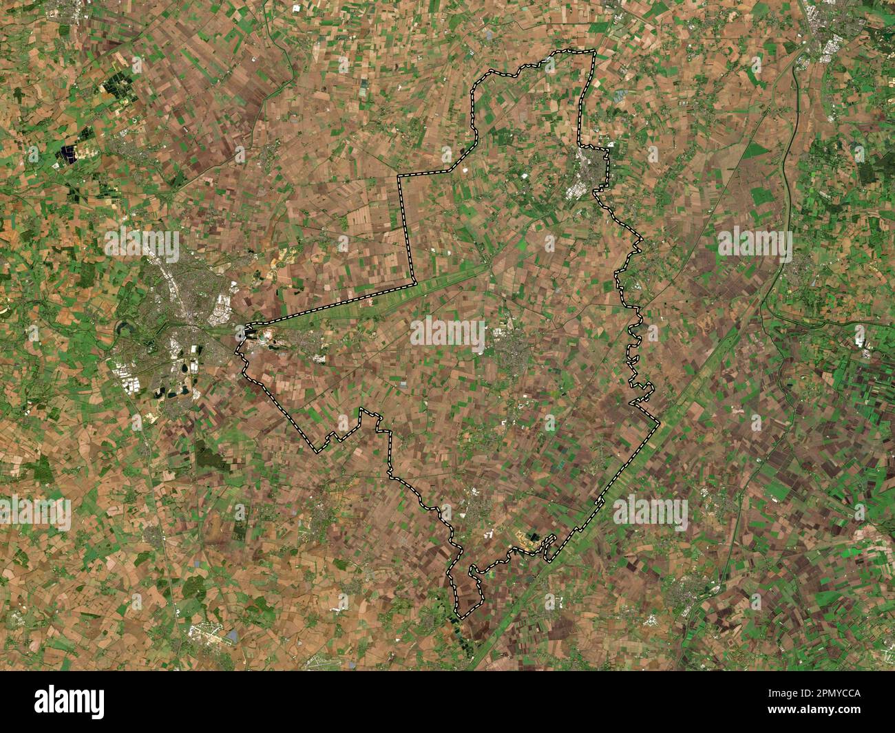 Fenland, non metropolitan district of England - Great Britain. Low resolution satellite map Stock Photo