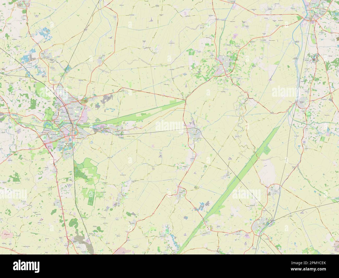 Fenland, non metropolitan district of England - Great Britain. Open Street Map Stock Photo