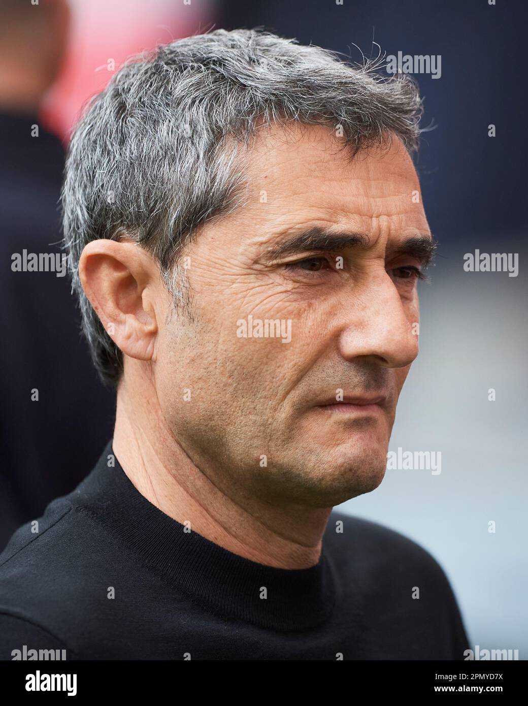 Athletic Club head coach Ernesto Valverde  during the La Liga match between Athletic Club and Real Sociedad played at San Mames Stadium on April 15 2023 in Bilbao, Spain. (Photo by Cesar Ortiz / PRESSIN) Credit: PRESSINPHOTO SPORTS AGENCY/Alamy Live News Stock Photo