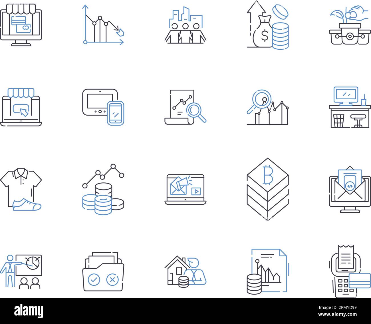 Store and profit outline icons collection. Retail, Shop, Profit