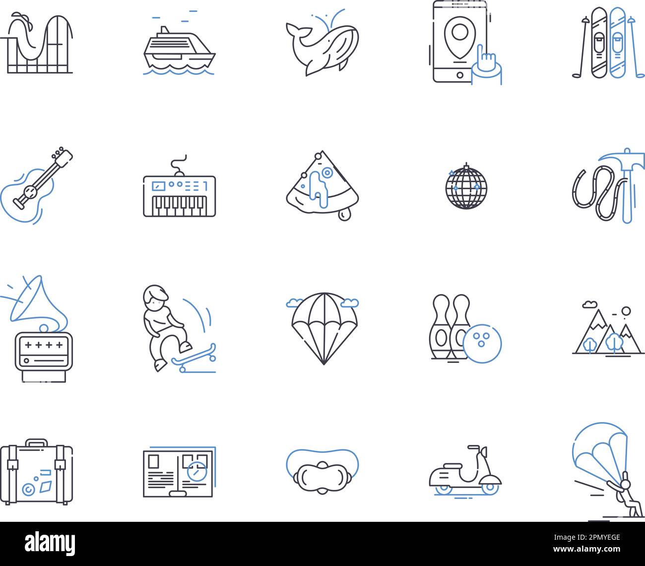 Travel and entertainment outline icons collection. Tourism, Vacation