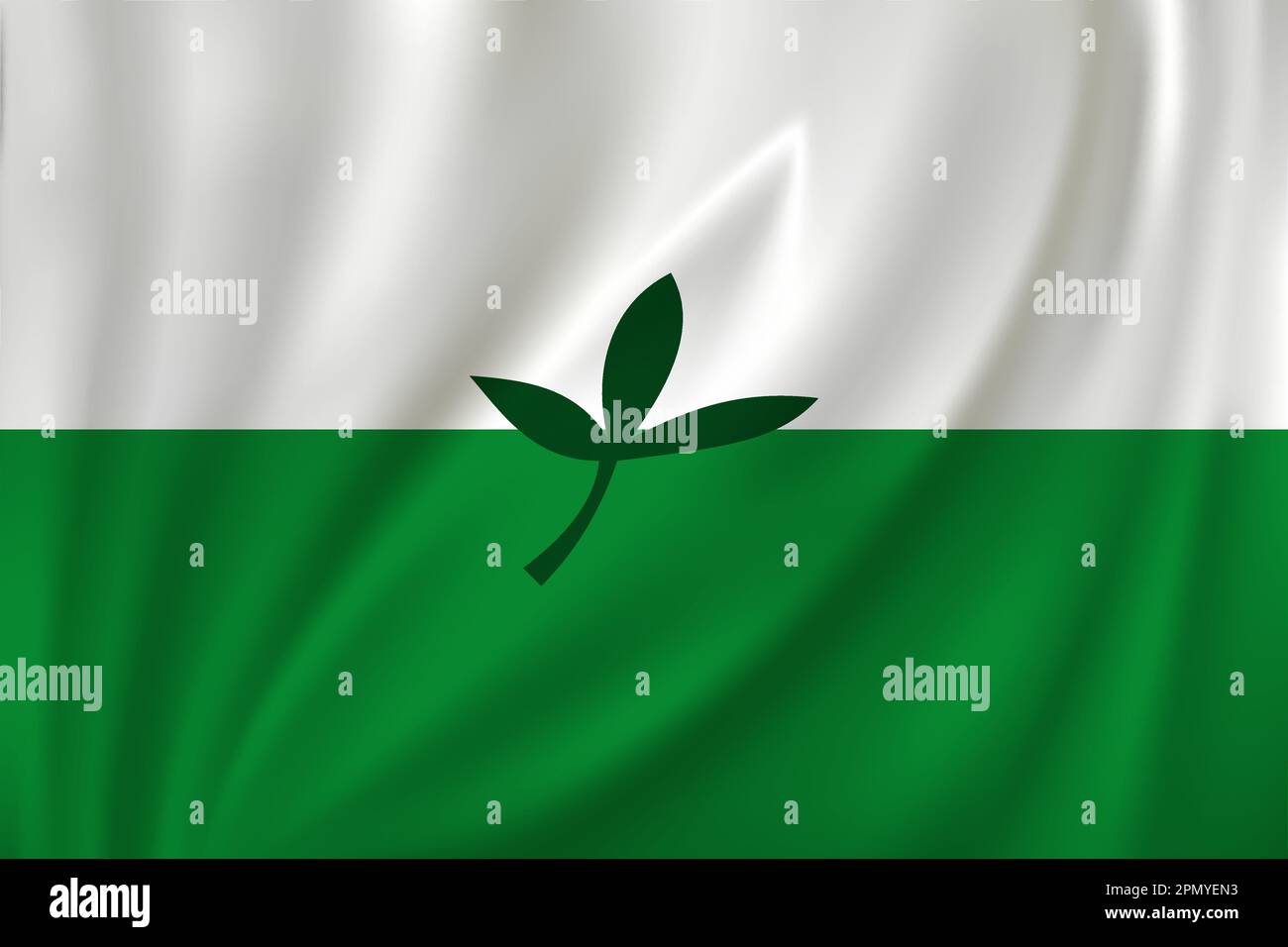 Flag of Vaupes waving in the wind on silk background. Department Colombia Stock Vector