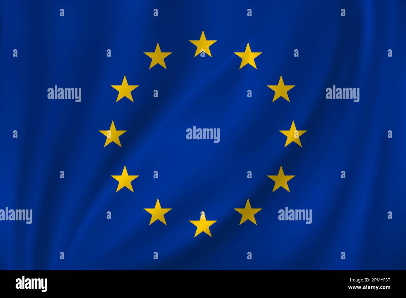 Flag of European Union waving in the wind on silk background Stock ...