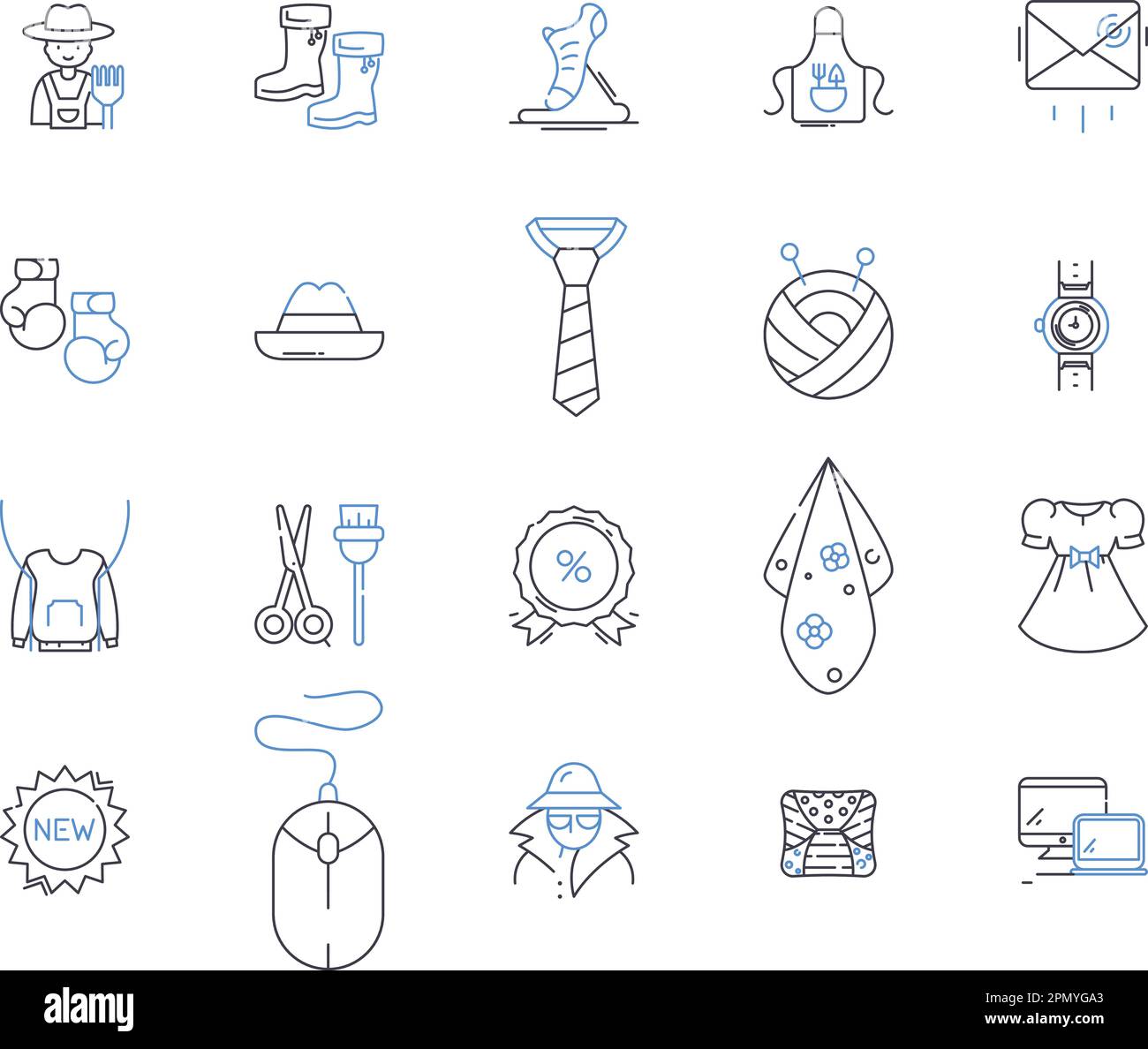 Merchandising outline icons collection. Merchandise, Retail, Selling, Marketing, Promotion, Advertising, Store vector and illustration concept set Stock Vector