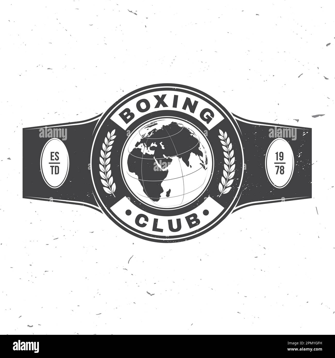 Boxing club badge, logo design. Hit like a girl. Vector illustration. For Boxing sport club emblem, sign, patch, shirt, template. Vintage monochrome Stock Vector