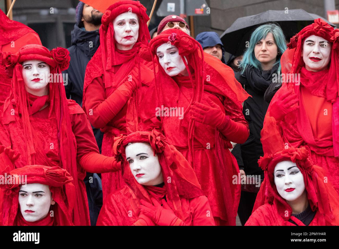 Red Rabbit Protest Red Rebel brigade at the Extinction Rebellion protest Berlin 15 April ...