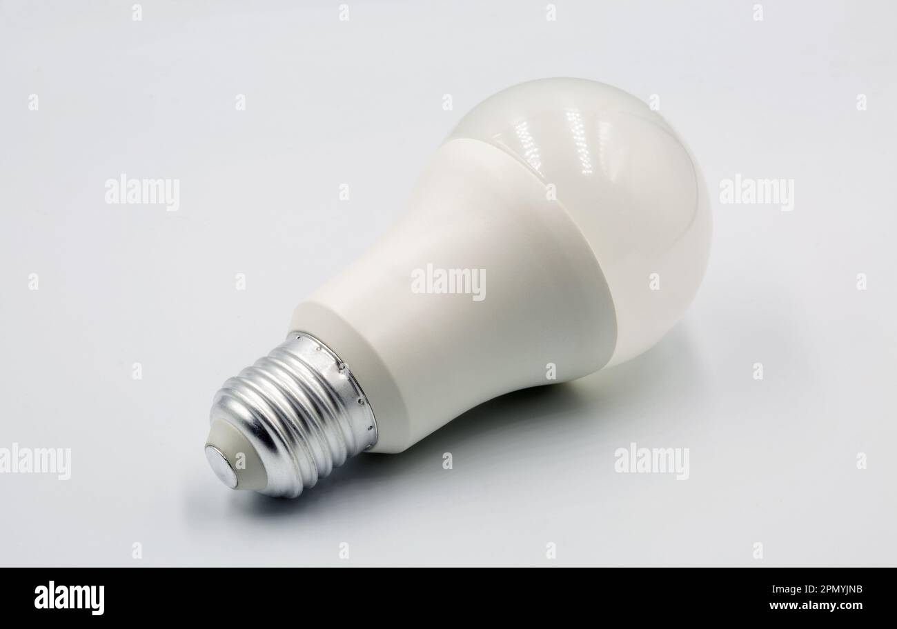 LED new technology light bulb closeup on white. Energy super saving