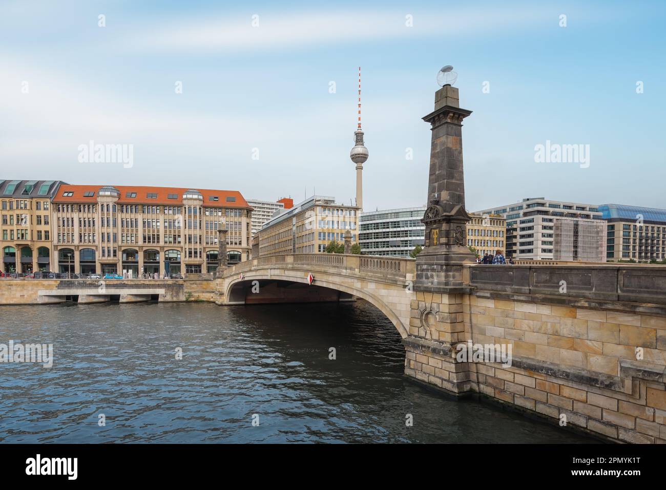 Friedrichs Bridge and Mitte Skyline with TV Tower (Fernsehturm) - Berlin, Germany Stock Photo