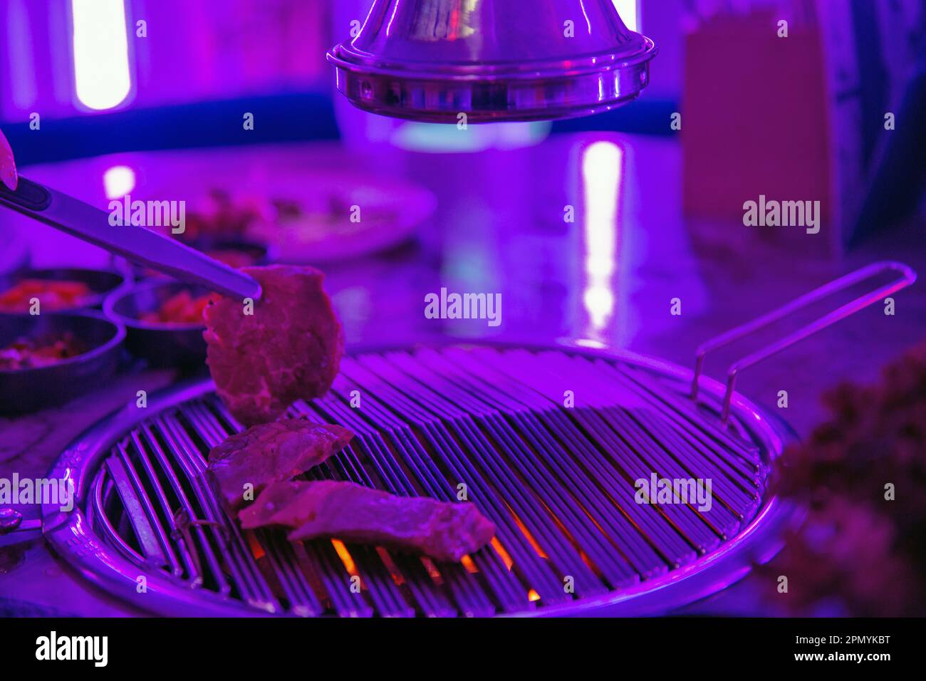 Sizzling Korean BBQ closeup in the restaurant Stock Photo Alamy