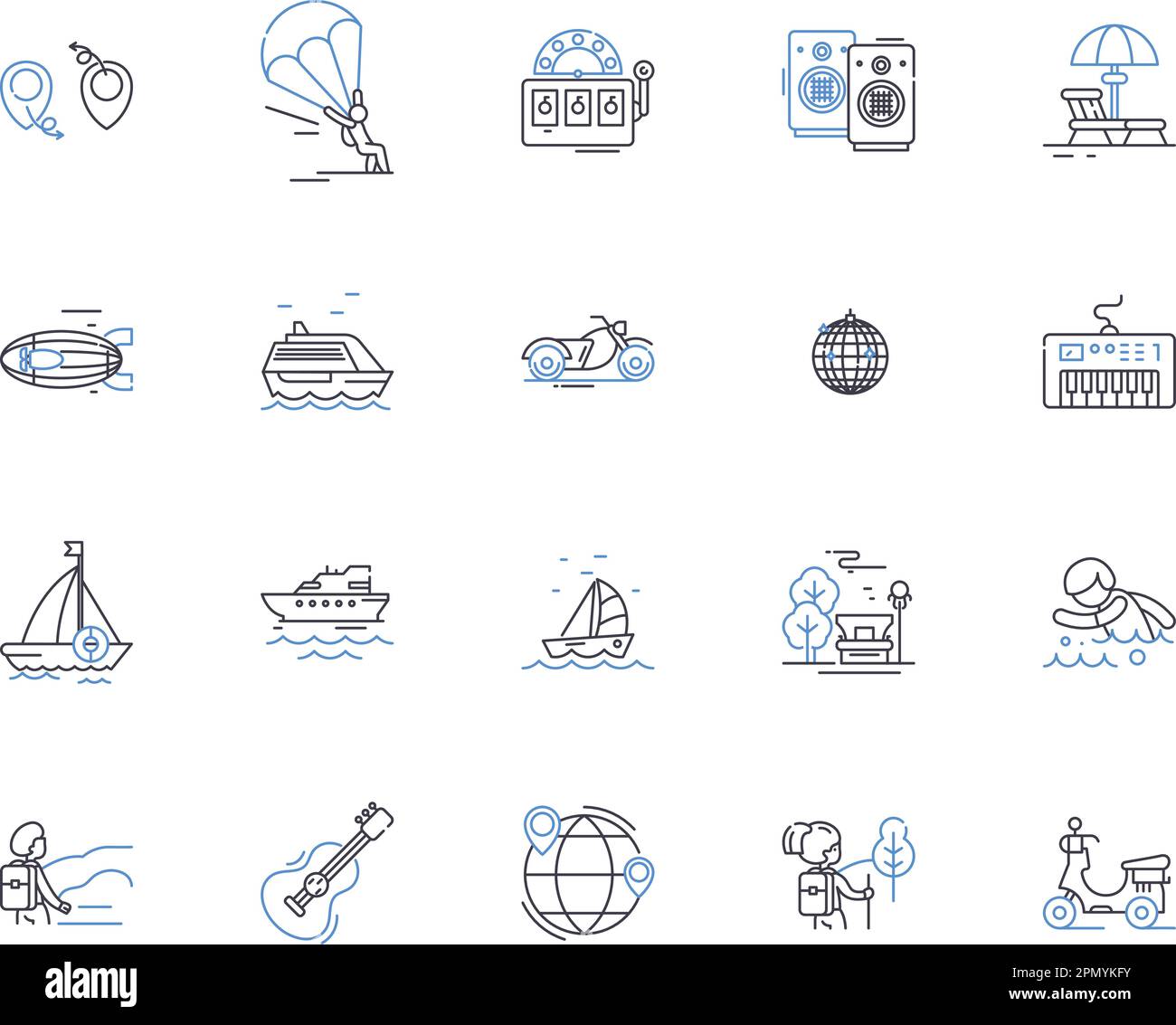 Travelingand vacation outline icons collection. Holiday, Touring ...