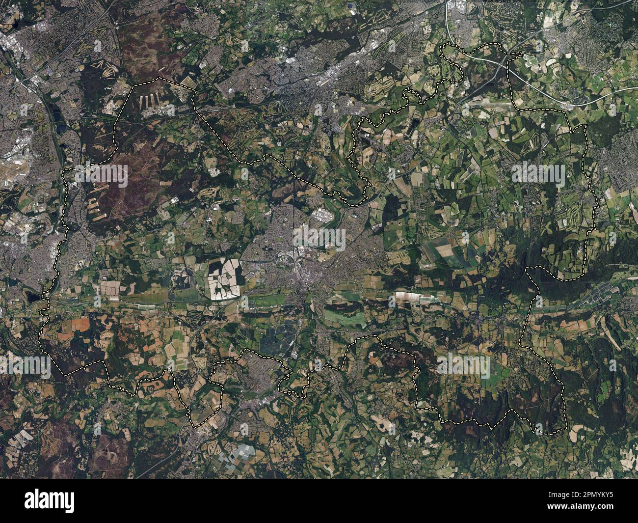 Guildford, non metropolitan district of England - Great Britain. High resolution satellite map Stock Photo