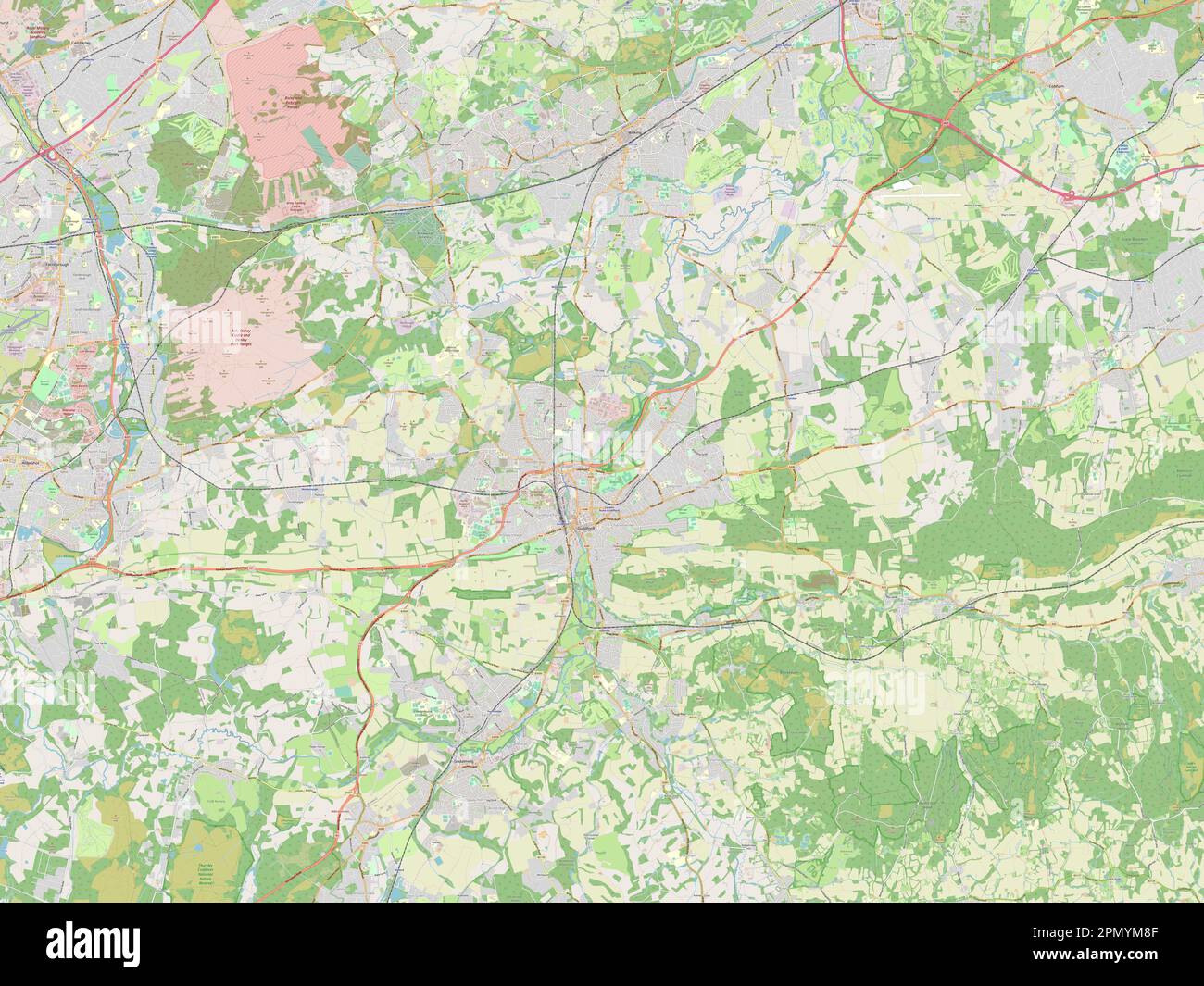 Guildford, non metropolitan district of England - Great Britain. Open Street Map Stock Photo