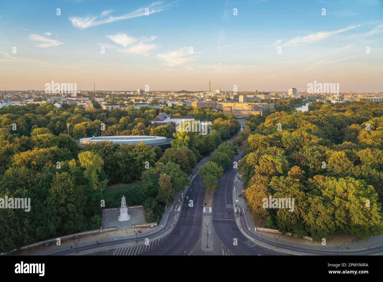 Aerial view of Berlin with Tiergarten and Office of the Federal President (Bundesprasidialamt) - Berlin, Germany Stock Photo