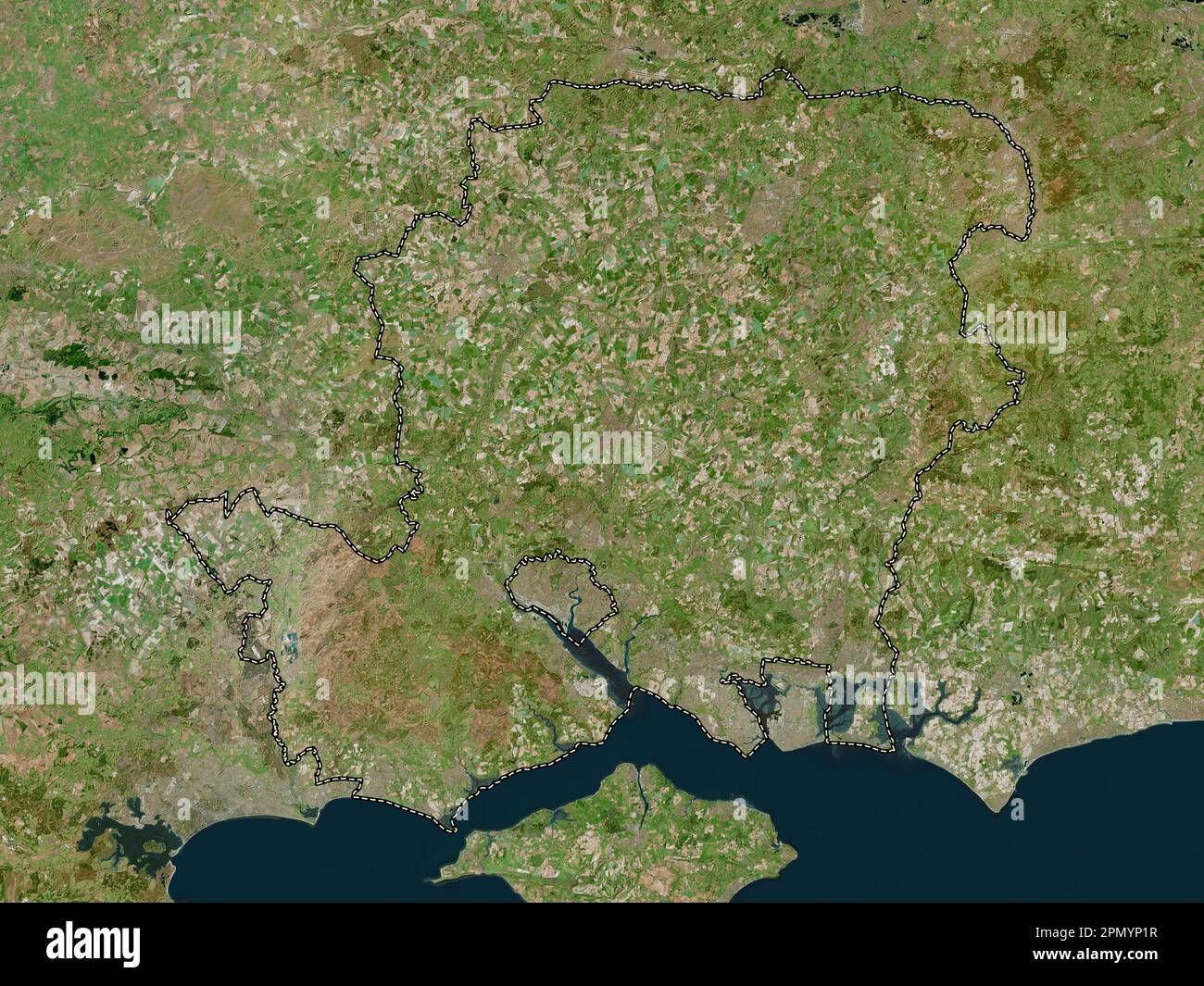 Hampshire, administrative county of England - Great Britain. High resolution satellite map Stock Photo