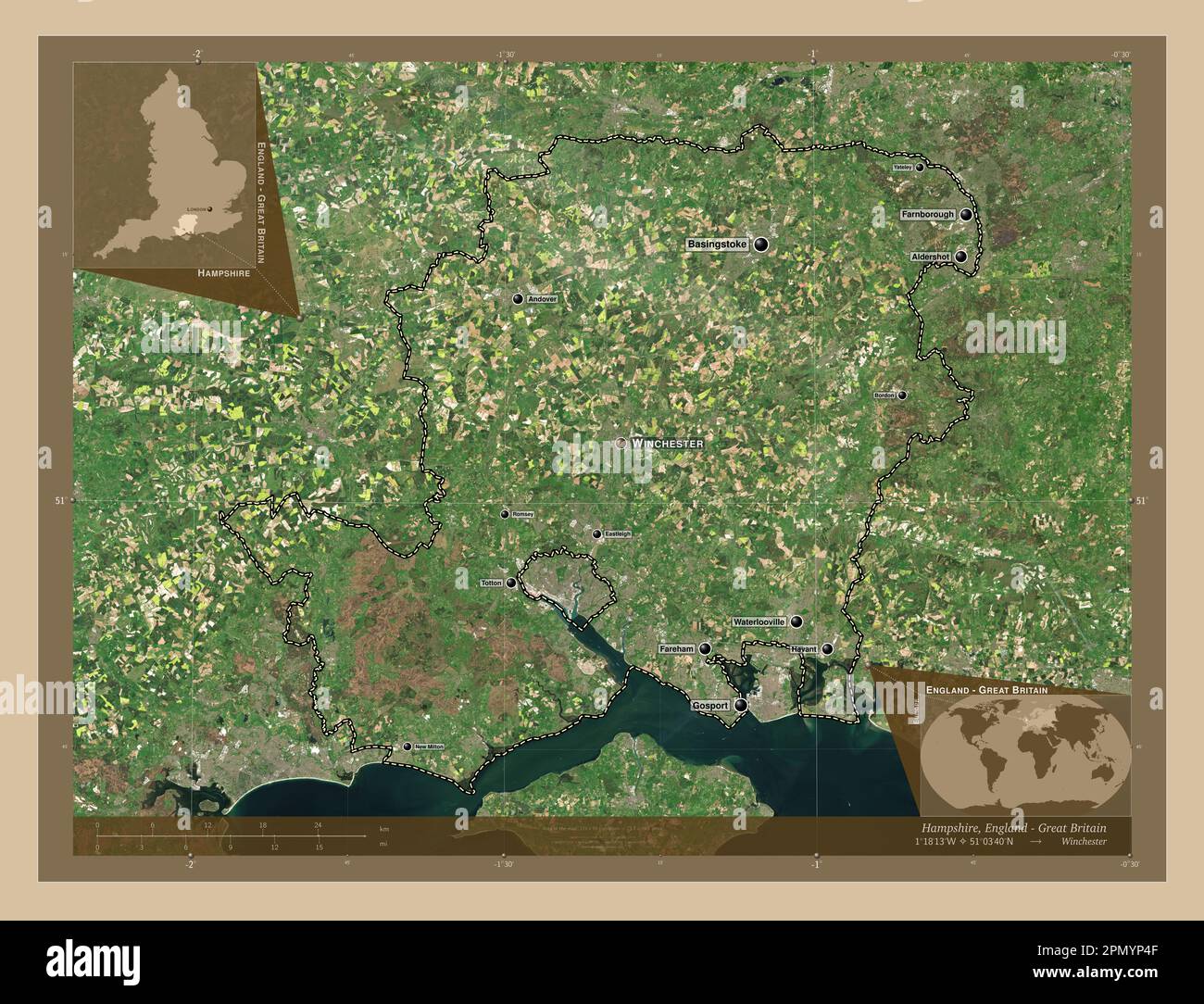 Hampshire, administrative county of England Great Britain. Low