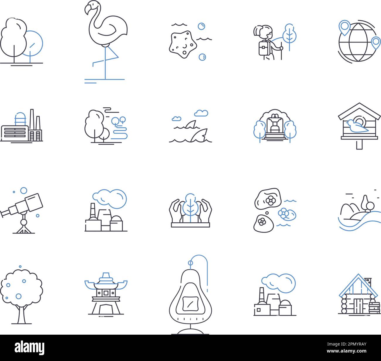 City Parks Outline Icons Collection Urban Parks Outdoor Public