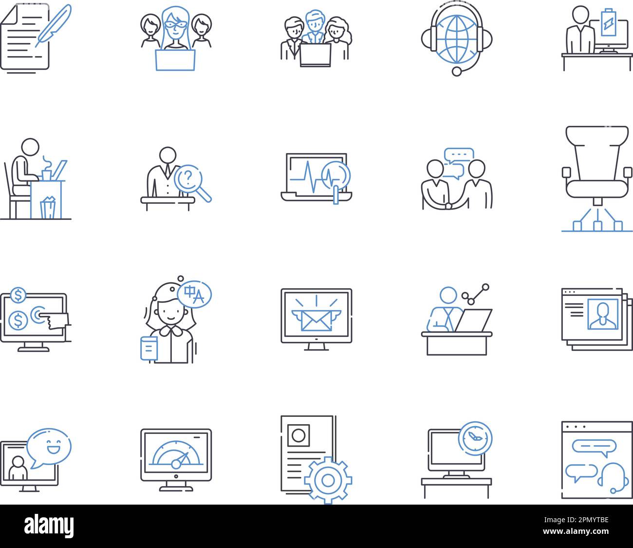 Workflow and career outline icons collection. career, workflow, jobs, skills, success 