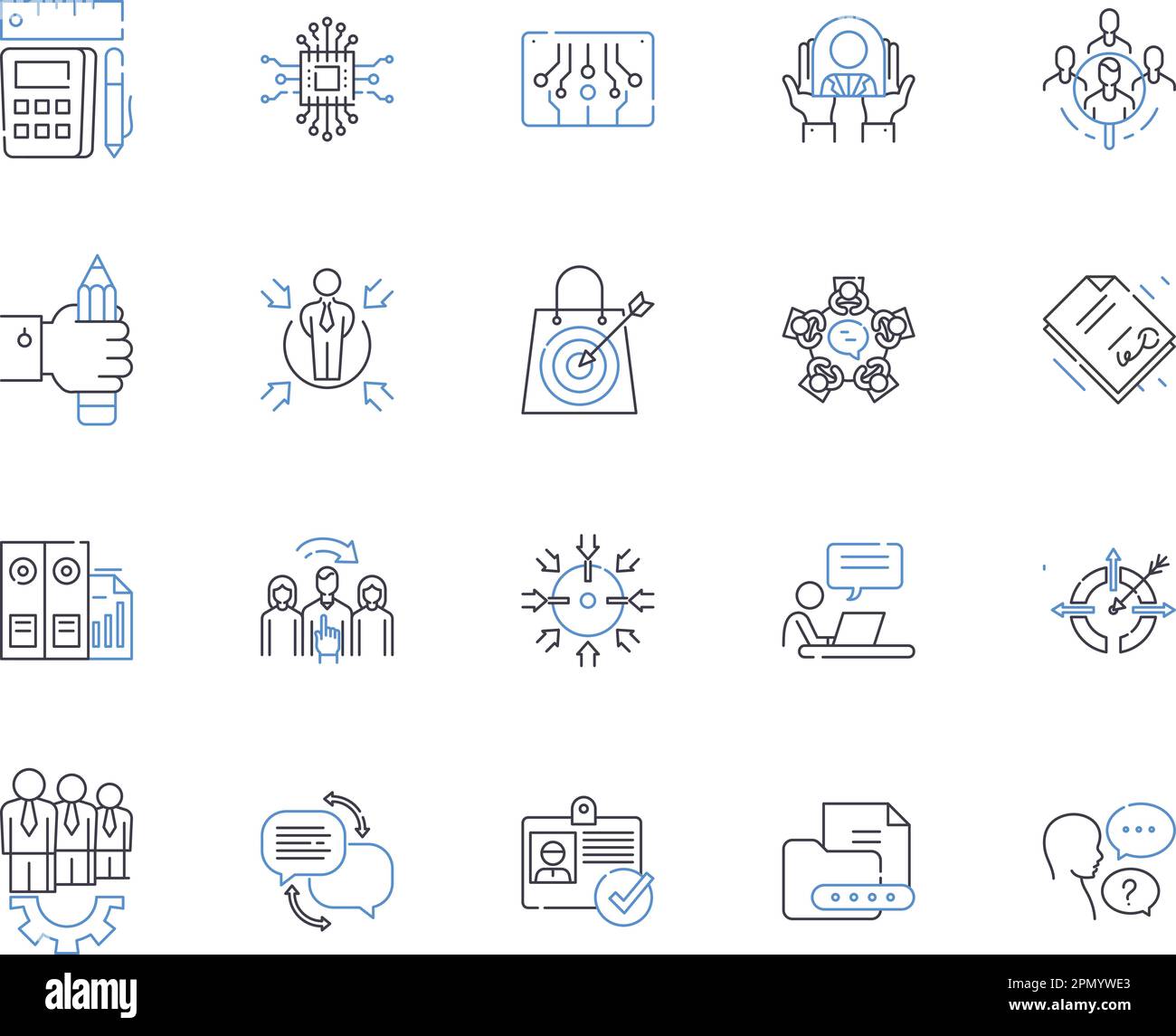 Business networking outline icons collection. Business, networking, contacts, leads, referrals