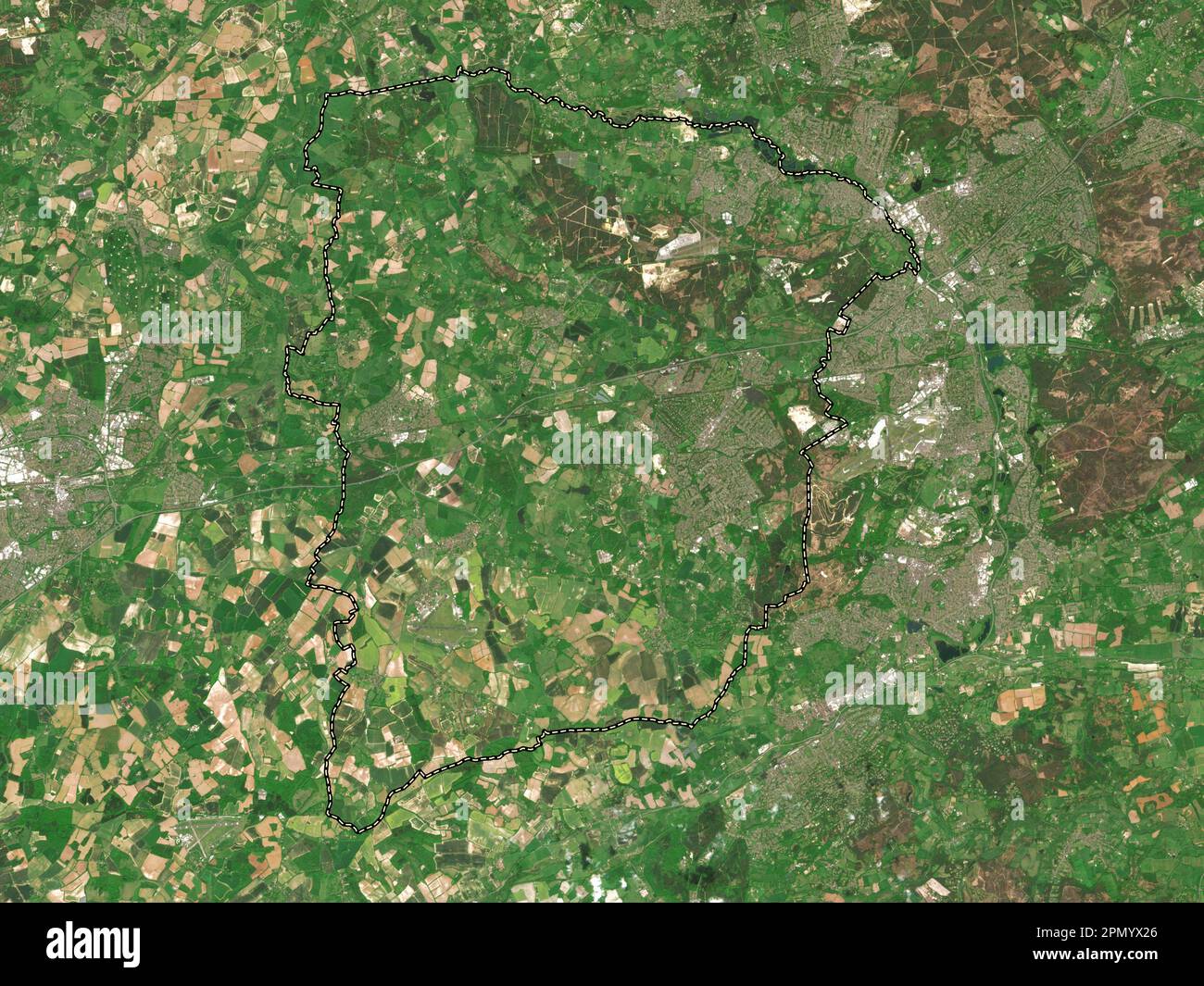 Hart, non metropolitan district of England - Great Britain. Low resolution satellite map Stock Photo