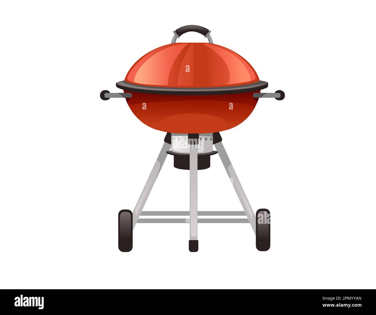 BBQ grill with wheels cooking equipment vector illustration isolated on