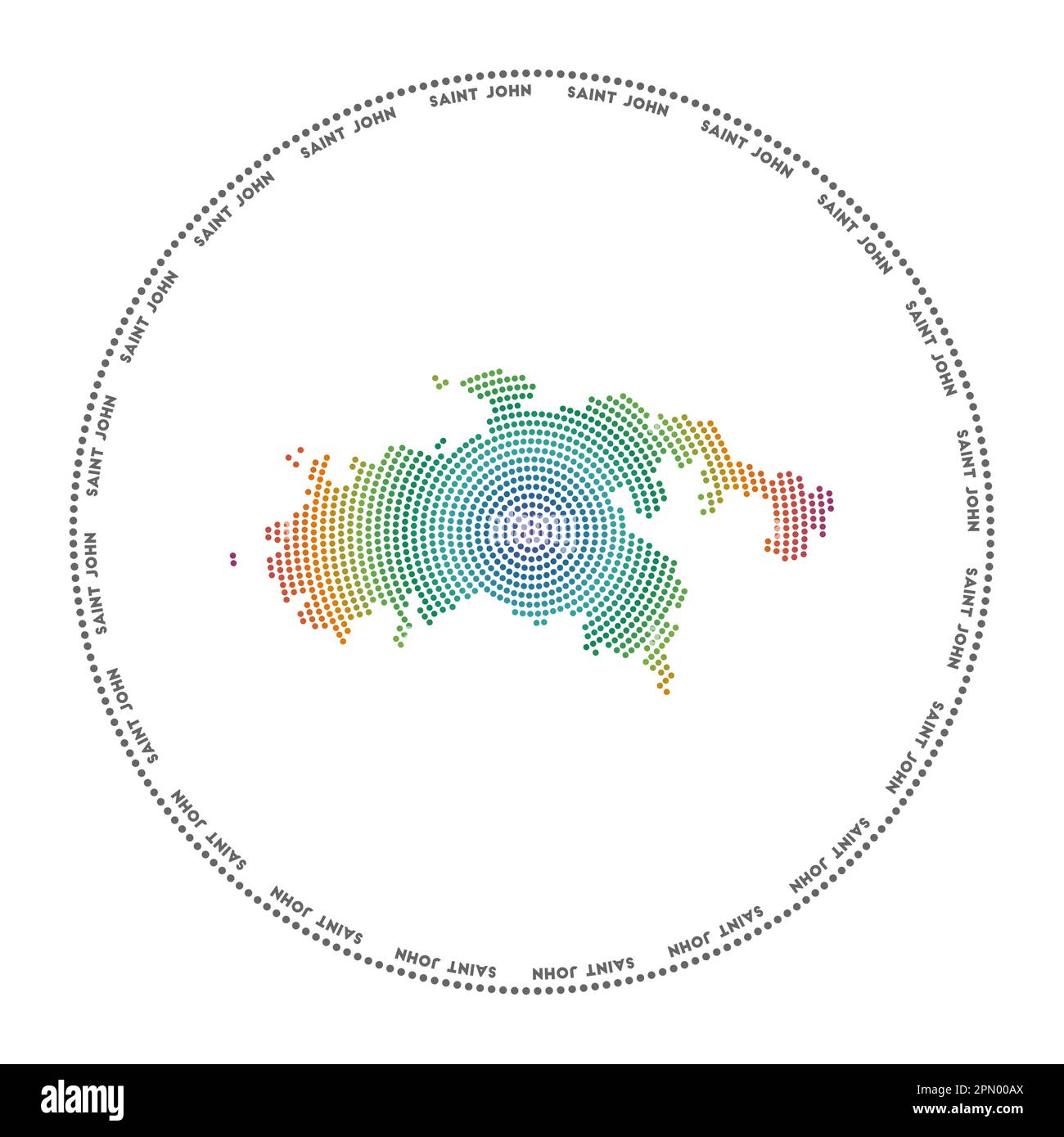 Saint John round logo. Digital style shape of Saint John in dotted ...
