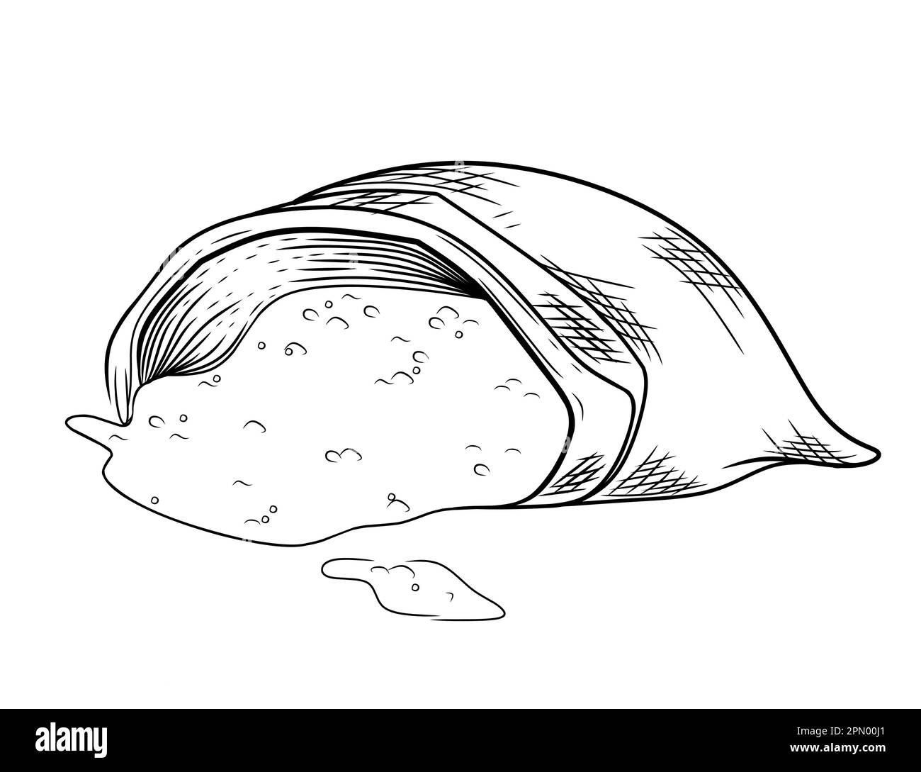 Outline sketch of bag of flour vector illustration on white background