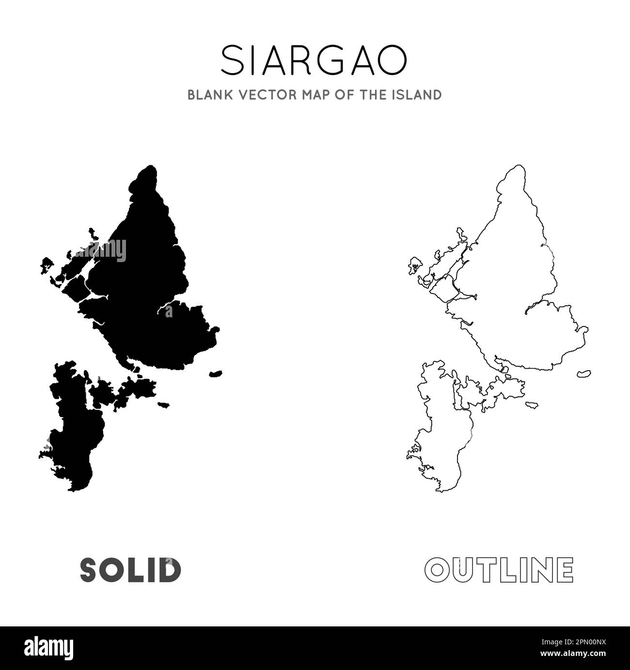 Siargao map. Blank vector map of the Island. Borders of Siargao for your infographic. Vector illustration. Stock Vector