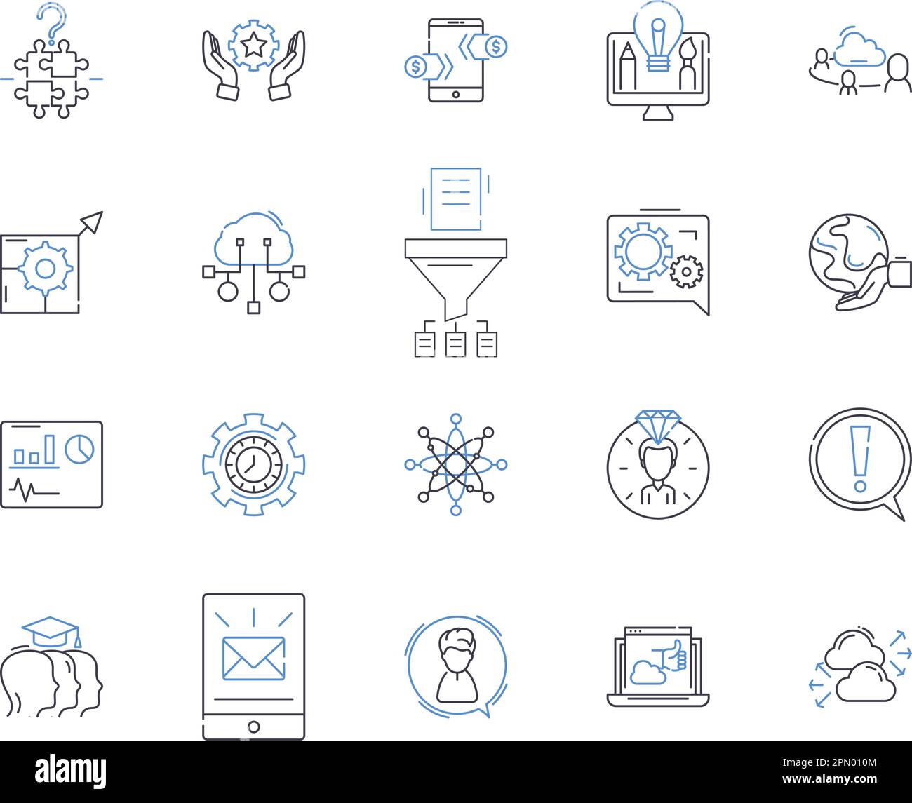 Cooperation outline icons collection. Collaboration, Joint-effort ...