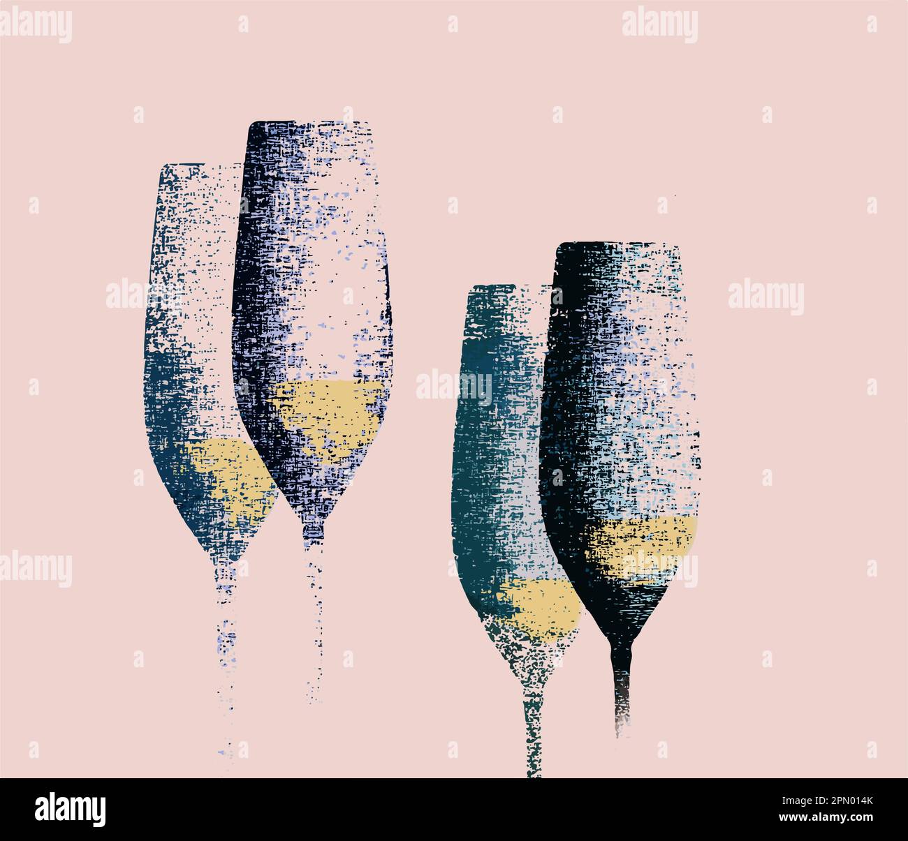 White wine is seen in stemware in an abstract image of wine glasses