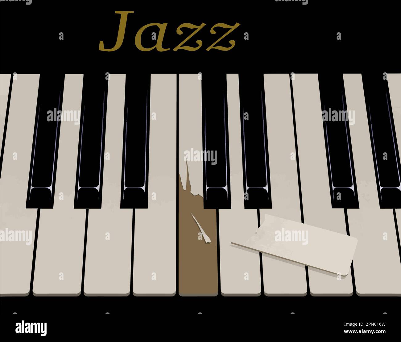 Aggressive playing of jazz music on this piano has damaged the keys in a vector tribute to lively jazz music. Stock Vector