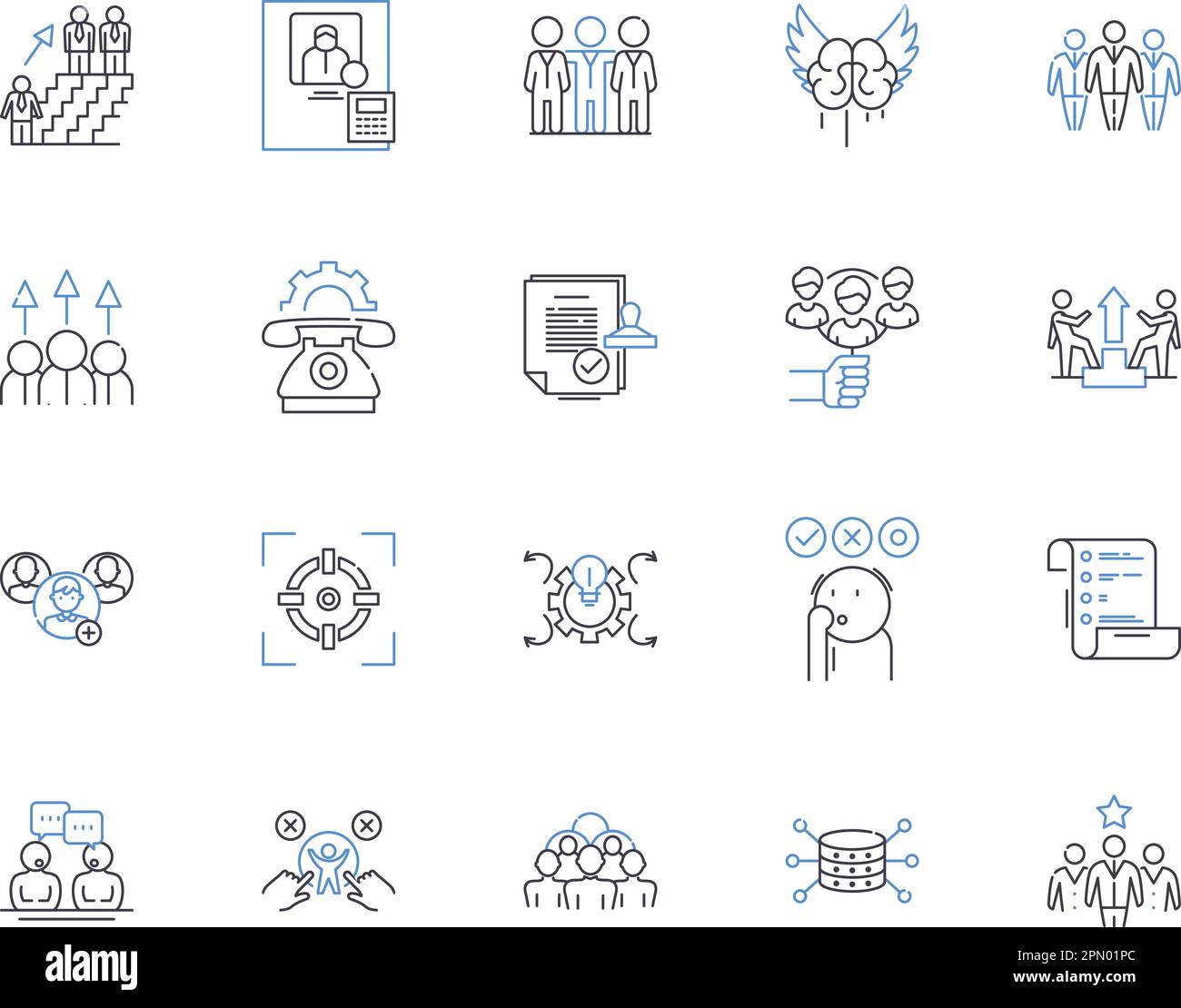 Corporate business outline icons collection. Company, Management ...