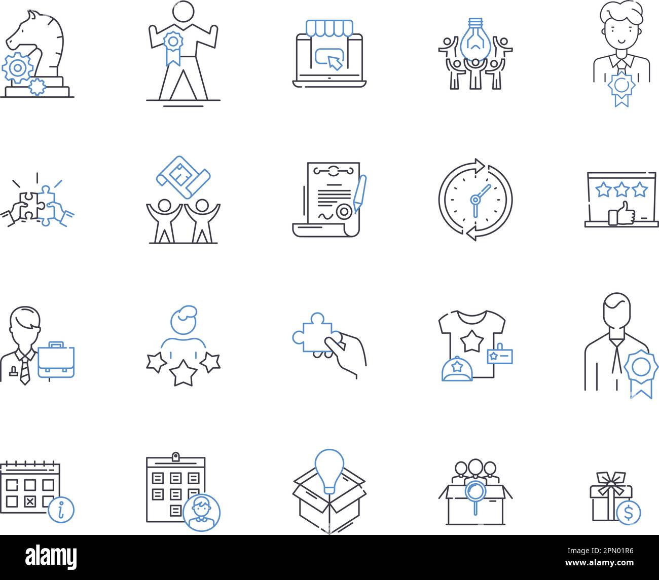Marketing and concept outline icons collection. marketing, concept, strategy, planning, segmentation, targeting, positioning vector and illustration Stock Vector