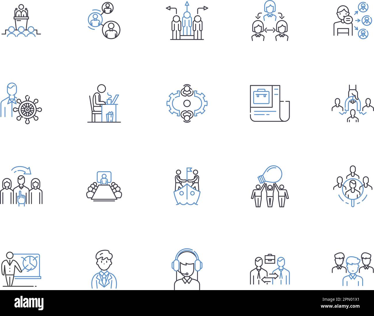 Staff outline icons collection. Personnel, Employees, Associates