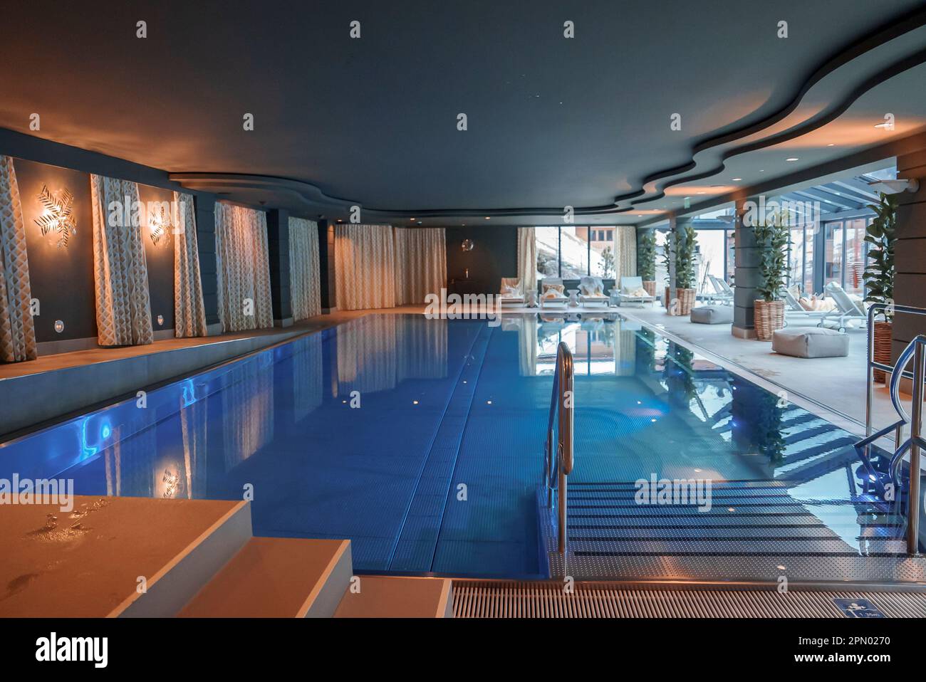 Interior of luxury hotel with swimming pool Stock Photo - Alamy