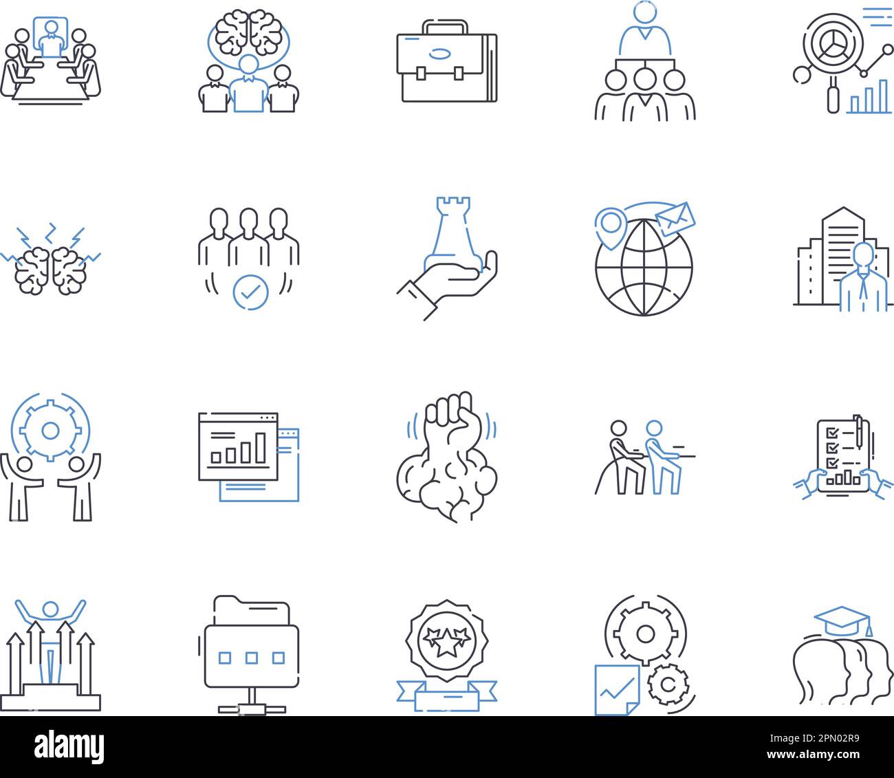 Corporation development outline icons collection. Corporation