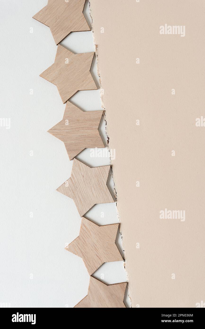 wood stars and old art paper with deckle edge Stock Photo Alamy