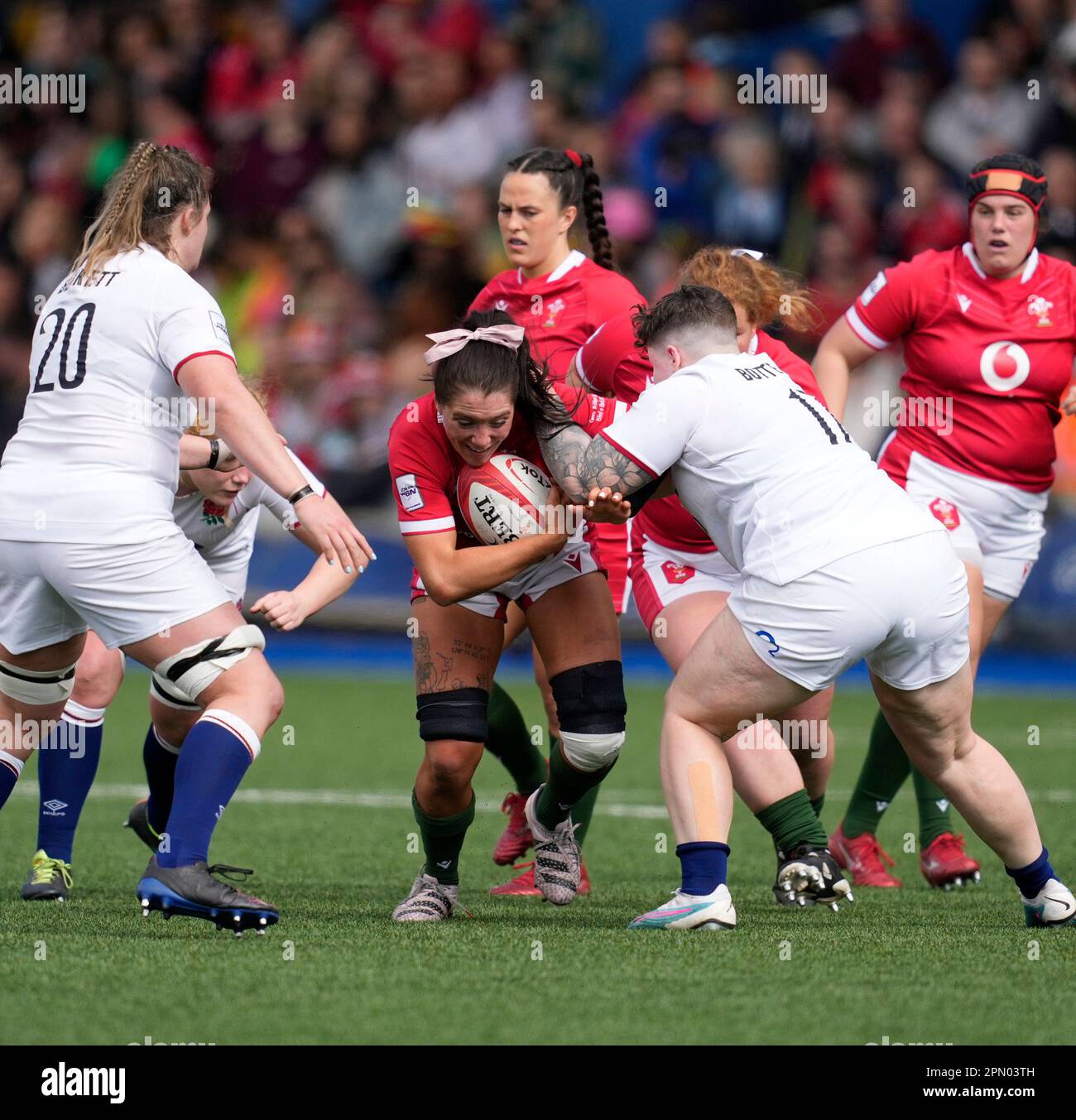 Cardiff,UK,  15 Apr 2023 Georgia Evans (Wales) (C)  during the  Tik Tok Womens Six Nations Rugby  Wales v England at Cardiff Arms Park Cardiff United Kingdom on April 15 2023 Graham Glendinning / Alamy Live News Final Score: 3 - 59 Stock Photo